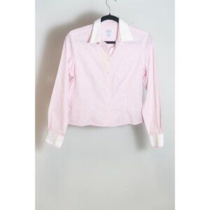 Brooks Brothers Women Size 10P Classic Button Dress up Shirt Non-Iron Stretch
